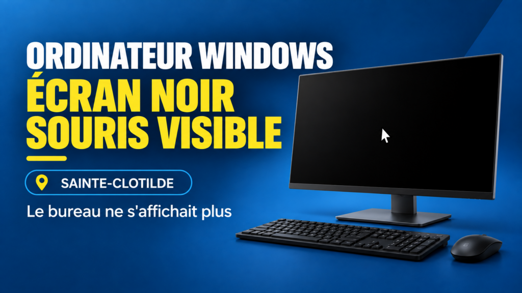 Ordinateur écran noir souris visible à Sainte-Clotilde
