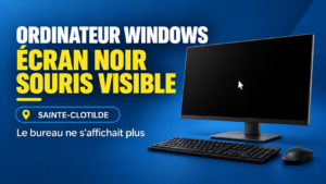 Ordinateur écran noir souris visible à Sainte-Clotilde