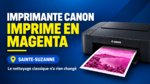 imprimante Canon imprime en magenta déposée en atelier